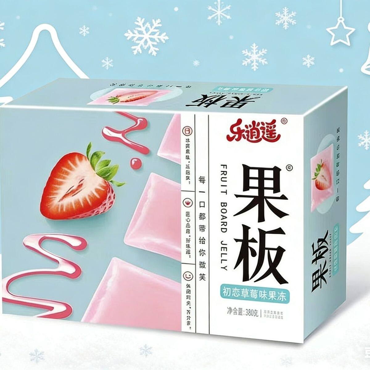 乐逍遥果板果冻380g盒装水果冻0零脂肪拖肥果味休闲零食大约30片