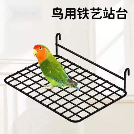 鹦鹉铁艺站台休息平台跳台虎皮玄凤玩具站板挂钩铁艺网架鸟笼配件