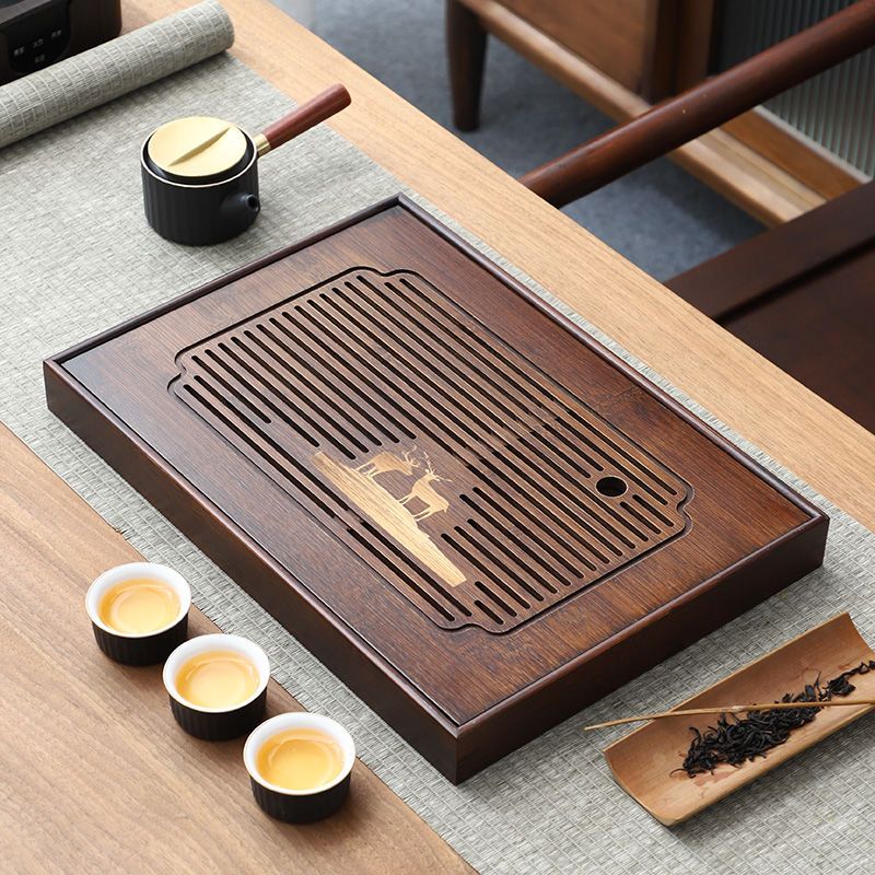 竹茶盘家用长方形客厅茶盘轻奢储水式茶具托盘新款茶海特价清仓