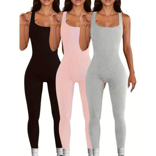 U 33865 Stretch Square Neck Yoga Bodysuit 螺纹方领连体衣
