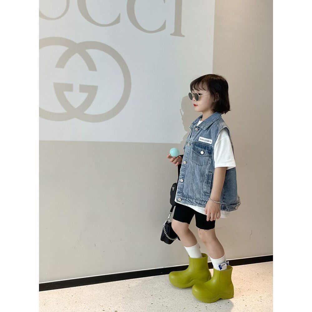 女童牛仔马甲春秋外穿时髦洋气韩版中大童男童儿童春季背心外套