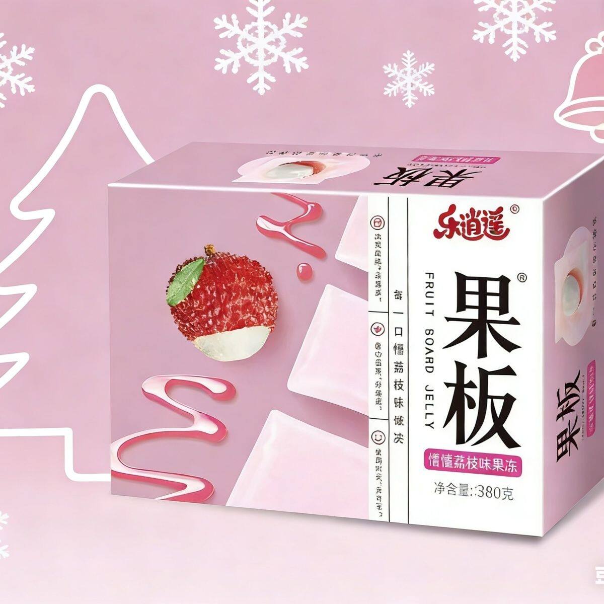 乐逍遥果板果冻380g盒装水果冻0零脂肪拖肥果味休闲零食大约30片
