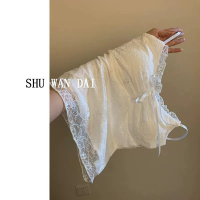 独特精致蕾丝纯欲风白色带胸垫吊带背心女2026新款内搭打底小上衣