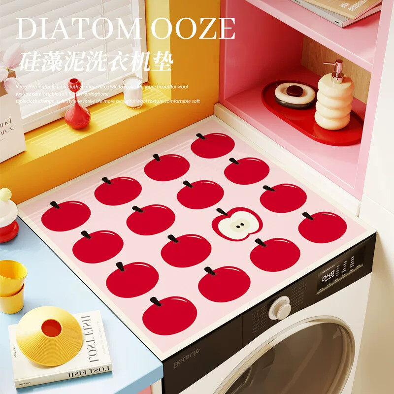 滚筒洗衣机盖布多巴胺防尘罩硅藻泥防晒台面垫子床头柜冰箱顶盖垫