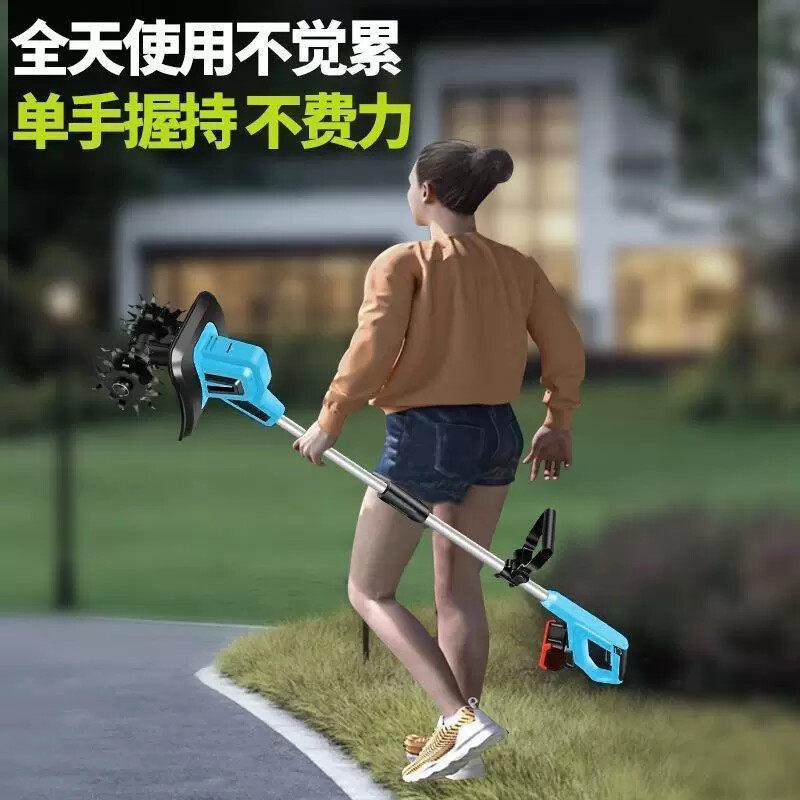 大功率锂电农用电动锄头松土机微耕机可伸缩折叠电锄头