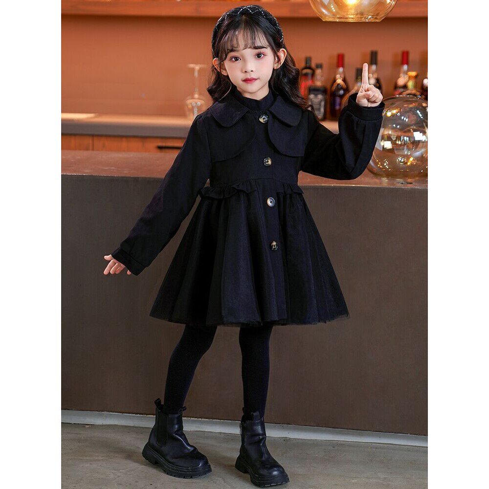 女童外套2024春秋款小女孩时尚风衣新款洋气英伦风中长款儿童上衣