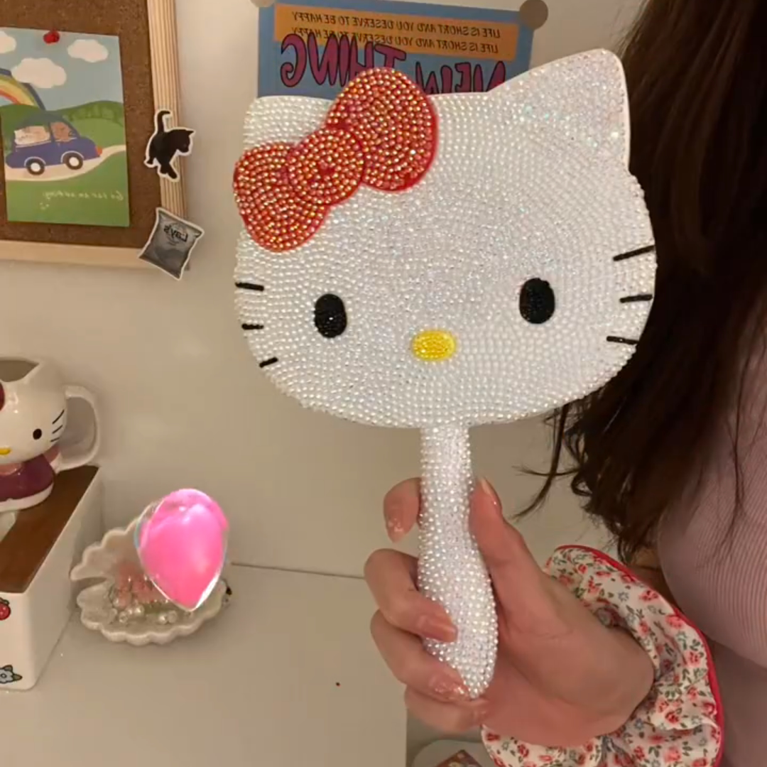 可爱猫咪满钻镜子改造diy手工贴钻材料包送女朋友闺蜜生日礼物