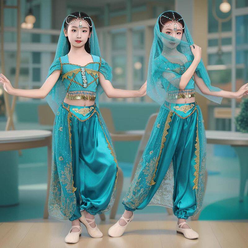 儿童新疆演出服印度舞服茉莉公主套装民族舞天竺异域风少女敦煌舞