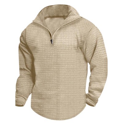 Men's Casual Sporty Hoodie Half Zipper Design Small Check