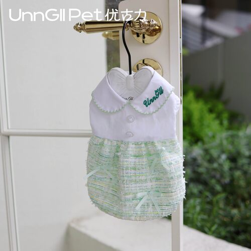 UnnGllPet优古力原创春夏绿野仙踪小香风衬衫娃娃领裙宠物狗衣服