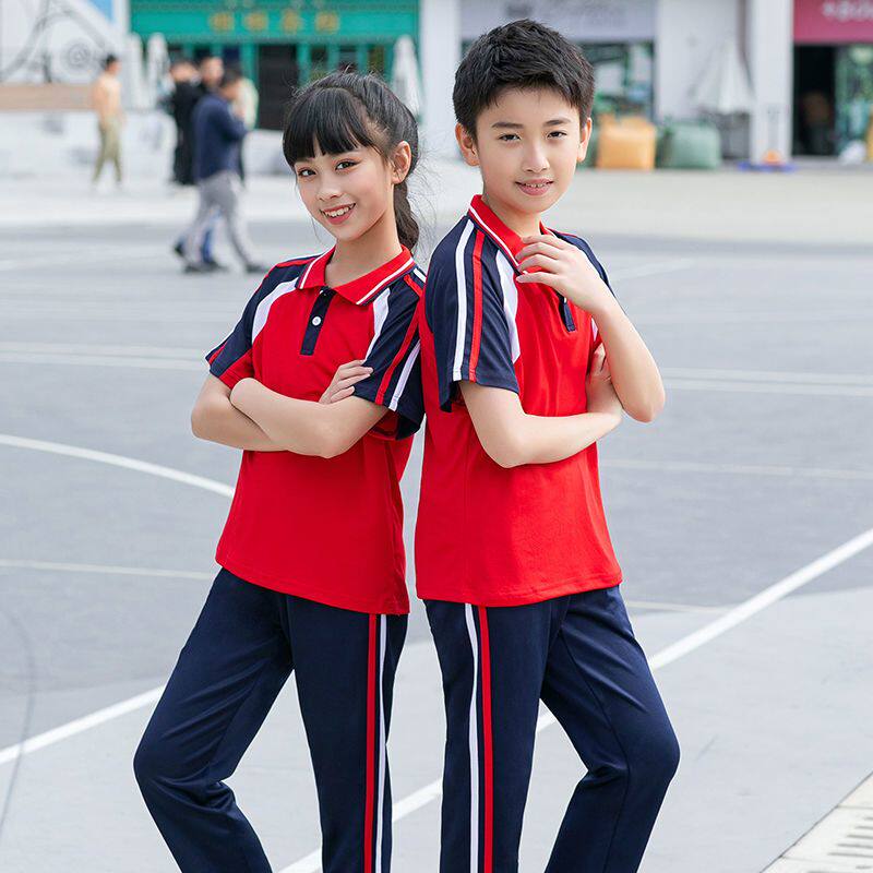 学院风中小学生短袖夏季新款校服儿童运动休闲套装幼儿园班服