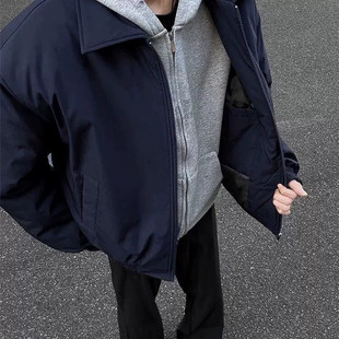 藏青美式飞行员夹克男春秋cleanfit短款翻领外套防风bomber棒球服