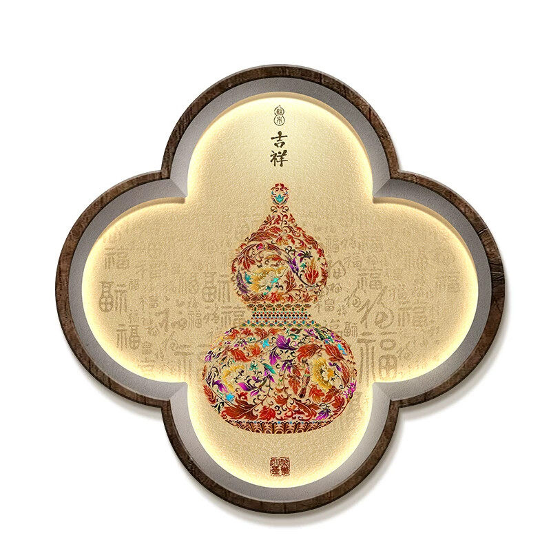 福字新中式入户玄关装饰画立体正对门挂画葫芦客厅走廊过道壁画