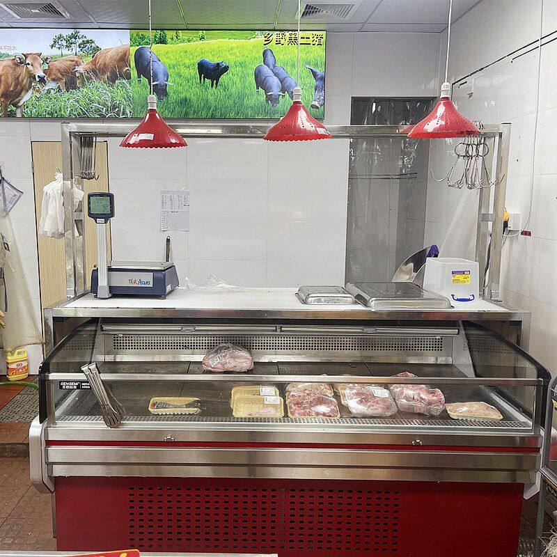 特厚不锈钢猪肉台超市分割台冷藏风冷鲜肉柜可衔接猪肉台剁骨台