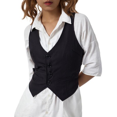 Female Waistcoat Solid Color Striped VNeck Sleeveless Tops
