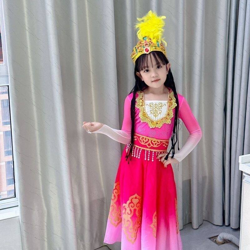 儿童新疆舞蹈演出服女童少数民族古丽服装维吾尔族维族服装表演服
