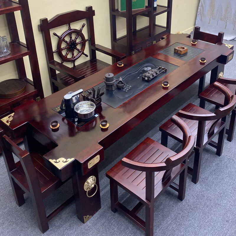 老船木茶桌椅组合高档功夫茶几中式茶台客厅阳台办公茶具一体全套