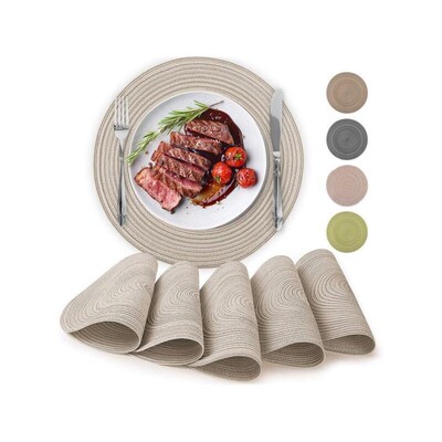 Woven Round Braided Placemats Set Pieces of Non Fading
