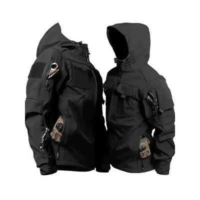 Men's Tactical Jacket with Pockets Thickened Thermal Hooded