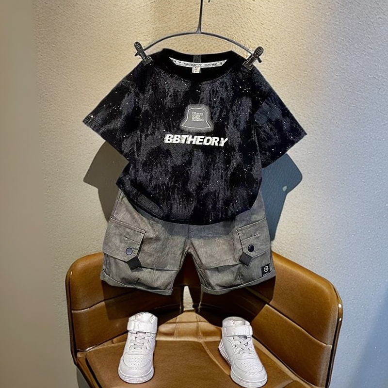 男童夏装短袖套装洋气宝宝衣服2025新款时髦小中童夏季薄款童装潮