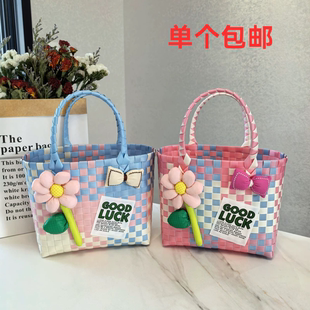 春游野餐包手提塑编包大容量编织包包买菜菜篮子包结婚伴手礼品篮