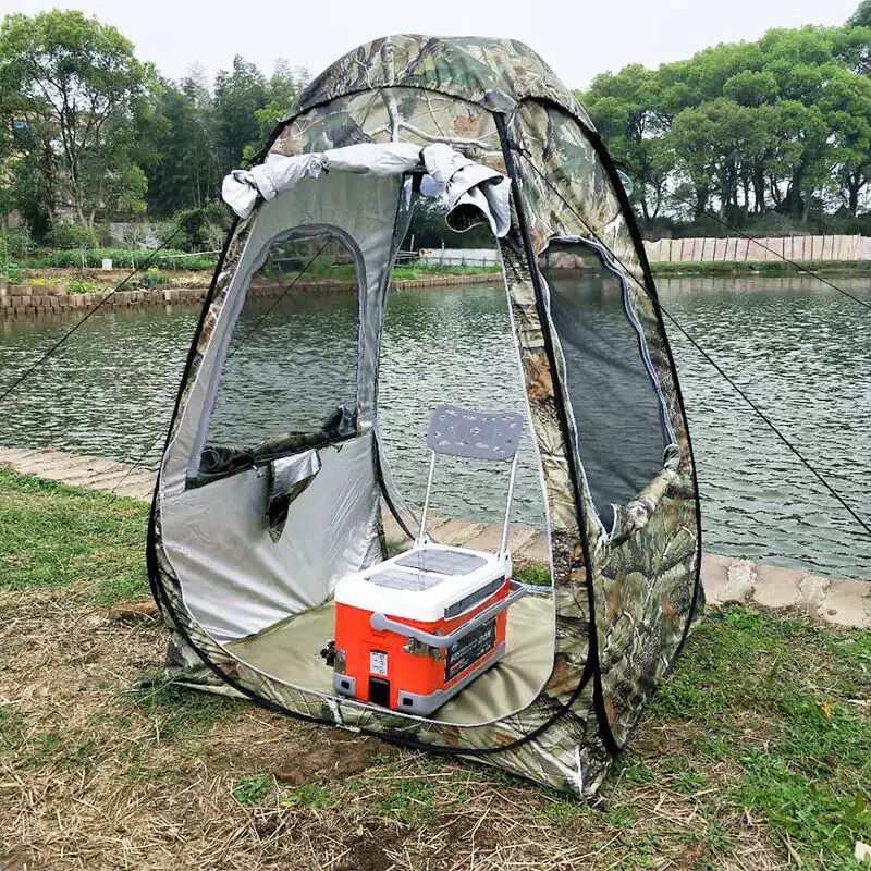 老人晒太阳出摊户外小帐篷冰钓冬钓保暖防风防雨冬季钓鱼隔离帐篷