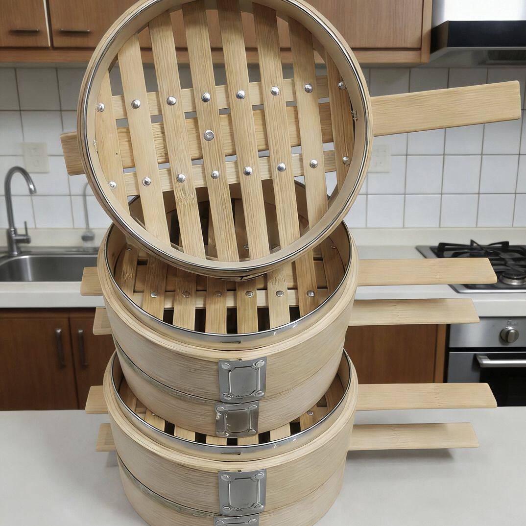 竹编蒸笼竹制家用商用加高加厚蒸笼笼屉不锈钢多层小笼包馒头烧麦