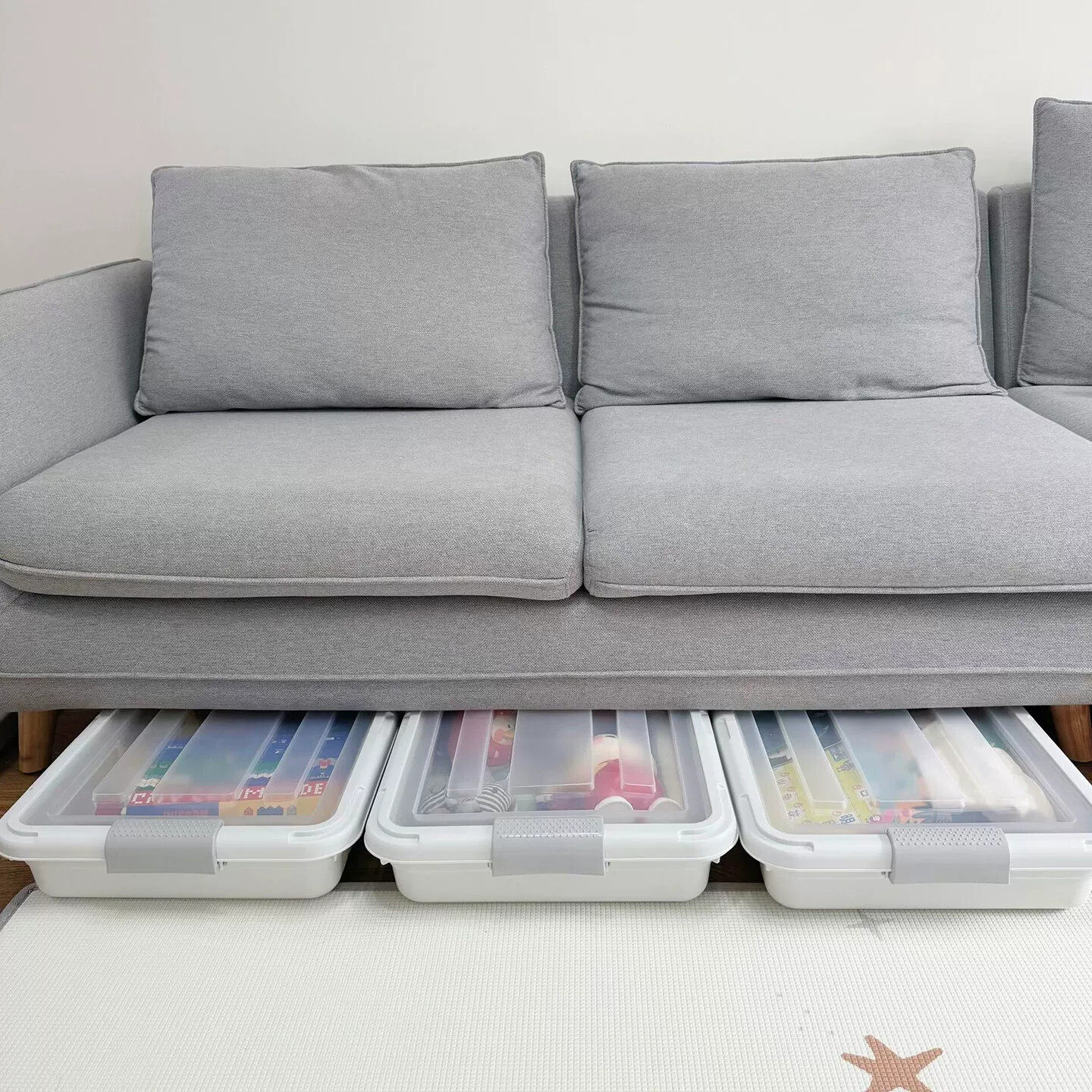 沙发底下收纳盒家用电视柜牀底扁平收纳箱抽屉式儿童玩具杂物整理