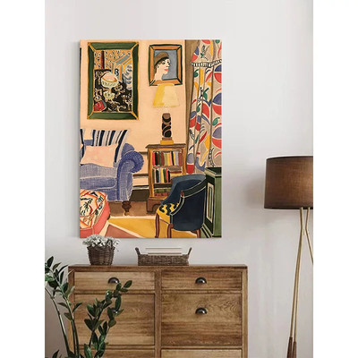 马蒂斯复古艺术客厅装饰画玄关高级感静物纯手绘油画卧室小众挂画