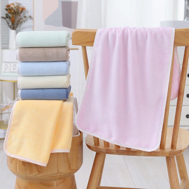 加厚小浴巾小号儿童沐浴裹巾珊瑚绒吸水速干不掉毛洗澡女干发毛巾