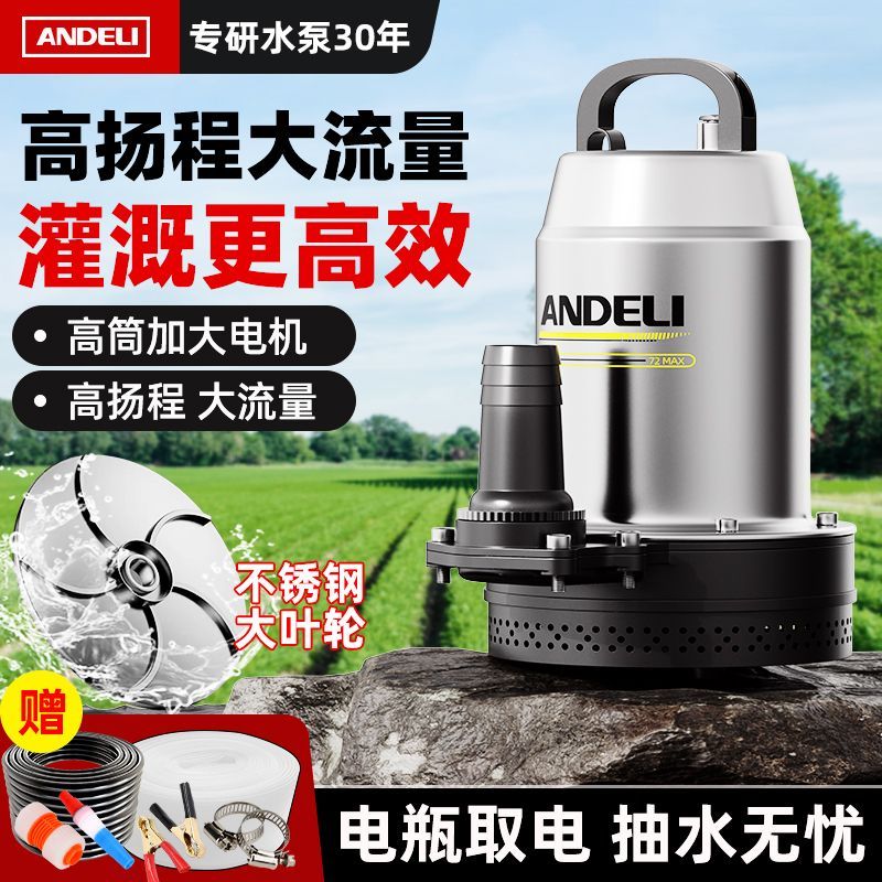 安德利直流潜水泵家用抽水机12V24V48V60V72V伏农用电瓶车抽水泵