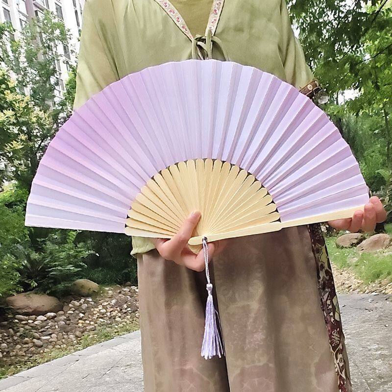 浙变色短梢扇小清新折扇新中式女扇汉服旗袍国风扇