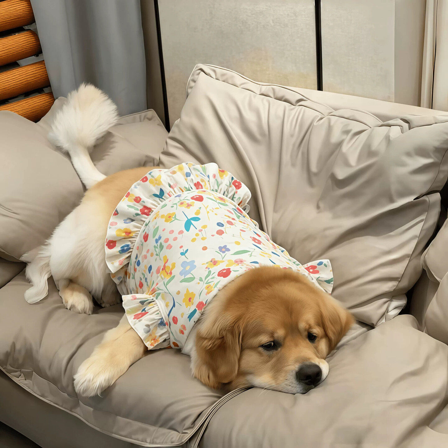 狗狗衣服春装夏日轻薄透气冰丝大狗裙子中大型犬金毛防掉毛家居服