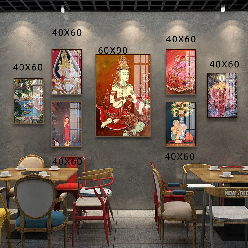 泰国艺术壁画东南亚酒店SPA馆足疗按摩店佛像装饰画泰式风格挂画