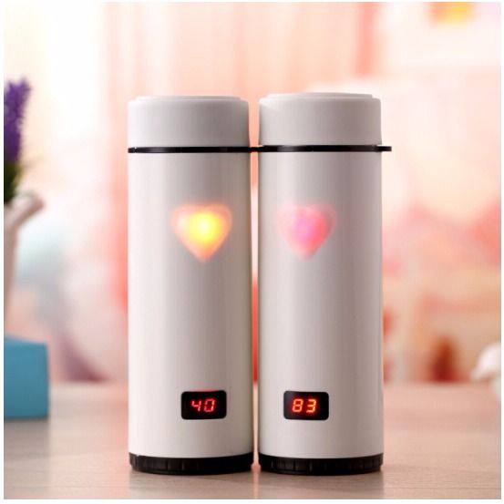 创意情侣感应杯爱心触摸感温杯圣诞元旦送女朋友生日节日礼物