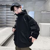 冲锋衣男孩秋款 童装 儿童秋装 2026新款 上衣帅气 男童外套连帽春秋款
