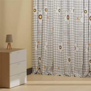 简易窗帘拉绳款出租房用便宜宿舍卧室半遮光门帘隔断衣柜帘子布料