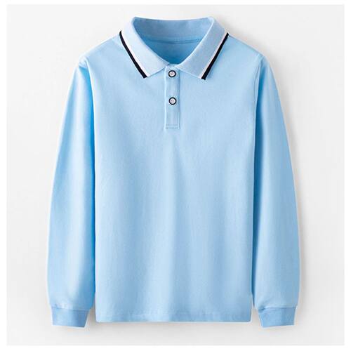 开学长袖校服白色POLO衫高中翻领中小学生浅蓝色班服男女春秋 - 封面