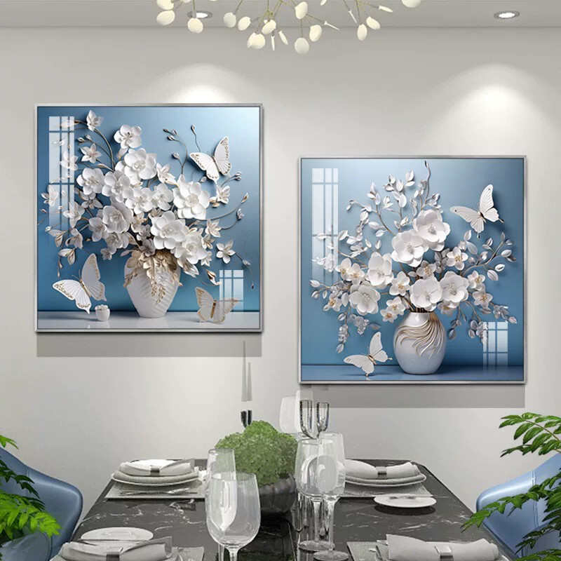 简约小清新餐厅装饰画新款饭厅背景墙组合挂画现代轻奢抽象艺术画