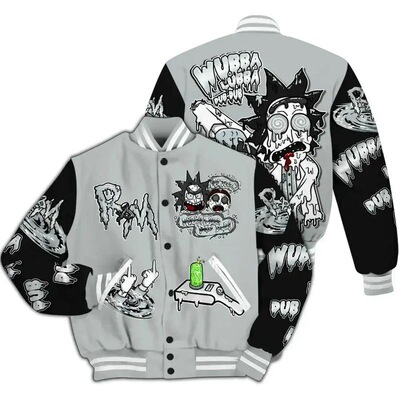 Black Wolf Grey 12s Match Varsity Jacket Wubba Rick Drip