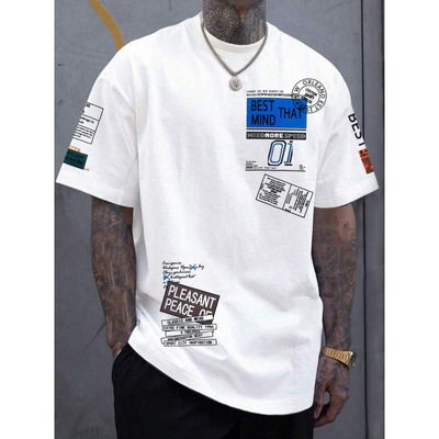 P 93540 Ice silk loose men's T-shirt 冰丝宽松男士短袖