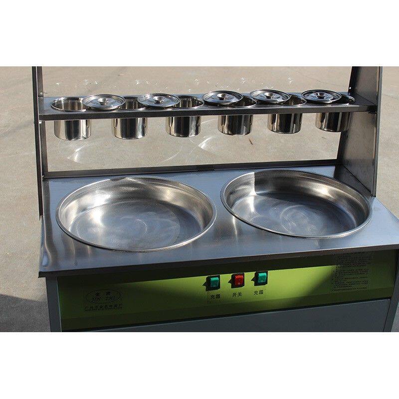 方锅厚切炒酸奶机商用徐手动单锅水果先生炒冰机器圆平锅炒清补凉