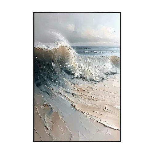 海浪大芬村油画风生水起肌理画客厅沙发挂画老板办公室玄关画