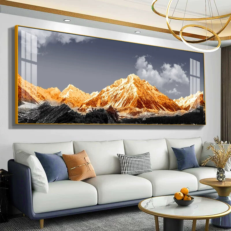 日照金山靠山图客厅装饰挂画现代轻奢一整副沙发背景墙办公室壁画