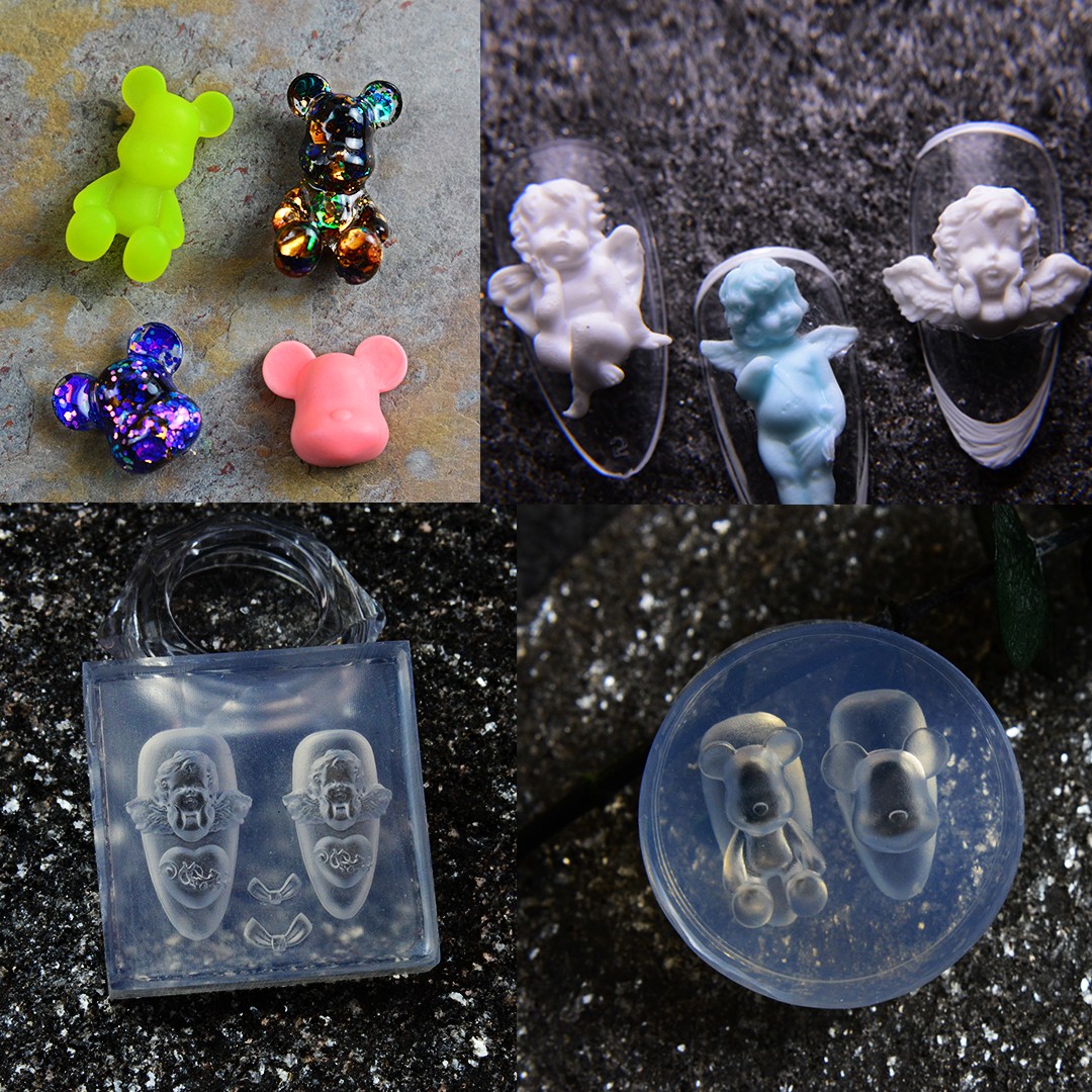 日式美甲网红天使模具暴力熊3D立体人物脸部雕花磨具爱心模型饰品图片