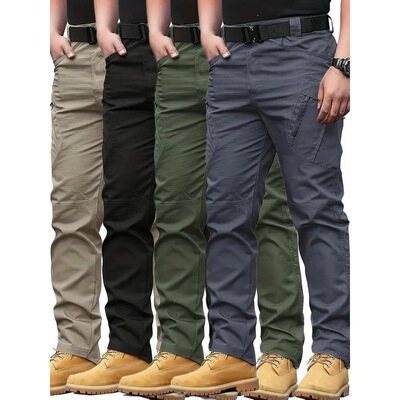 4pcs MenS Tactical Cargo Pants MultiPocket Design Solid