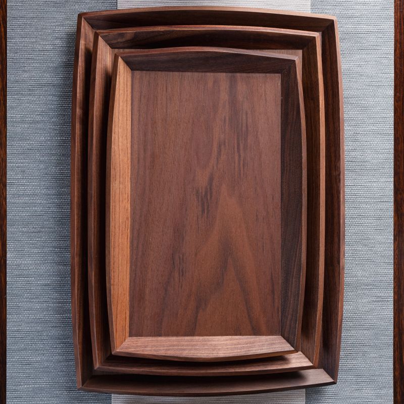 黑胡桃木长方形酒店餐盘餐厅端菜盘日式茶盘实木水果盘子木质托盘