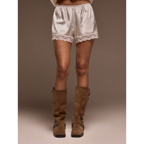 F 14092 Lace Satin Elastic Shorts 蕾丝边缎面弹力腰迷你短裤