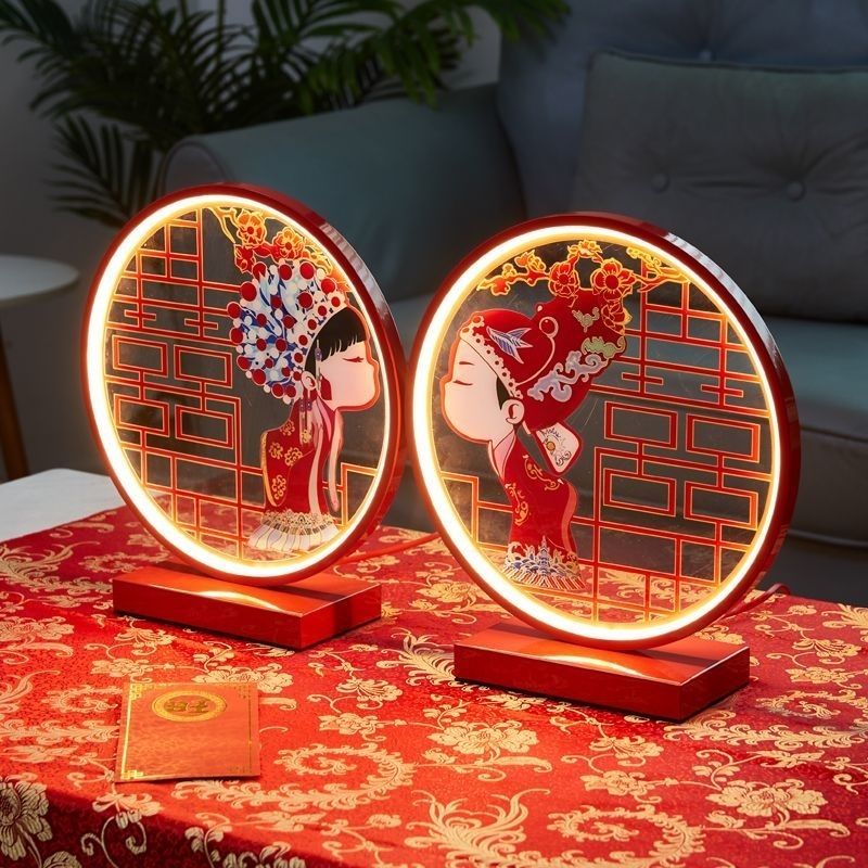 结婚台灯长明灯婚房红色喜庆床头灯陪嫁灯一对喜庆送新娘结婚礼物