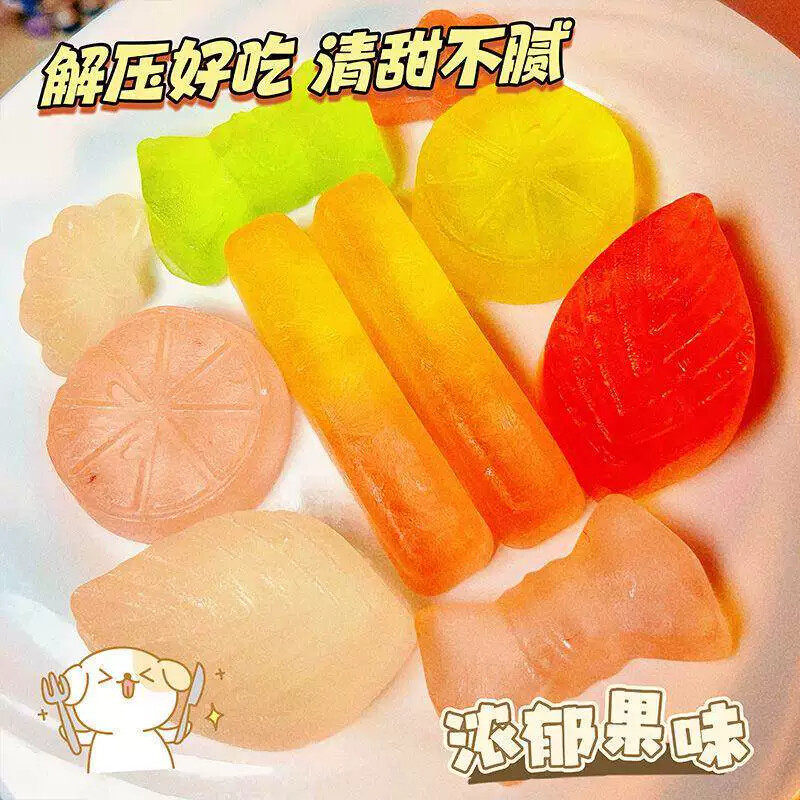 大号琥珀糖超大块水果软糖宝石糖水晶糖直播咀嚼声控零食